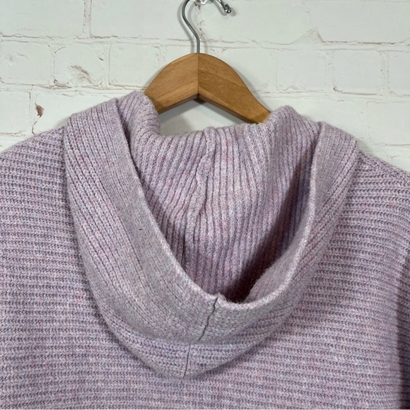 Old Navy Sweater Womens Small Medium Purple Ribbed 3/4 Sleeve Hoodie Sweater - Picture 10 of 12